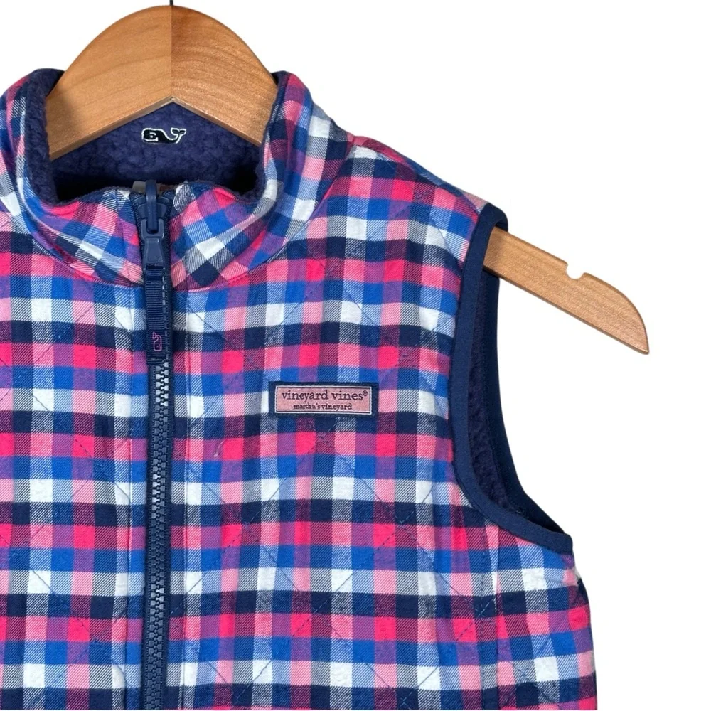 VINEYARD VINES Reversible Cotton Plaid Fleece Vest